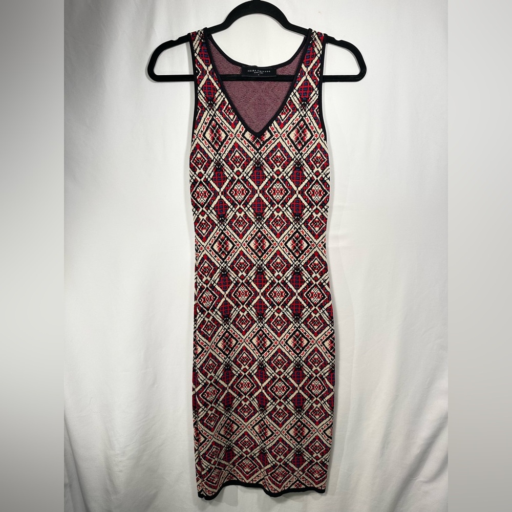 Akira Geometric Patterned Sleeveless Bodycon Knit Dress